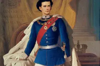 Gemälde von König Ludwig II. in bayerischer Generalsuniform mit Krönungsmantel