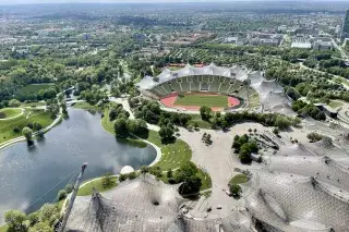 Blick vom Olympiaturm auf das Olympiastadion