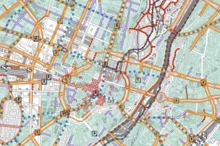 Der Münchner Radlstadtplan enthält Informationen zu den Radwegen und den ausgeschilderten Hauptrouten in München