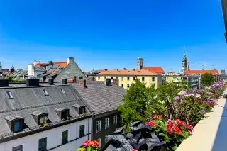 Aussicht von der Dachterrasse auf dem Hotel Deutsche Eiche