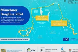 Plan mit den Linien des MVV-Bergbusses